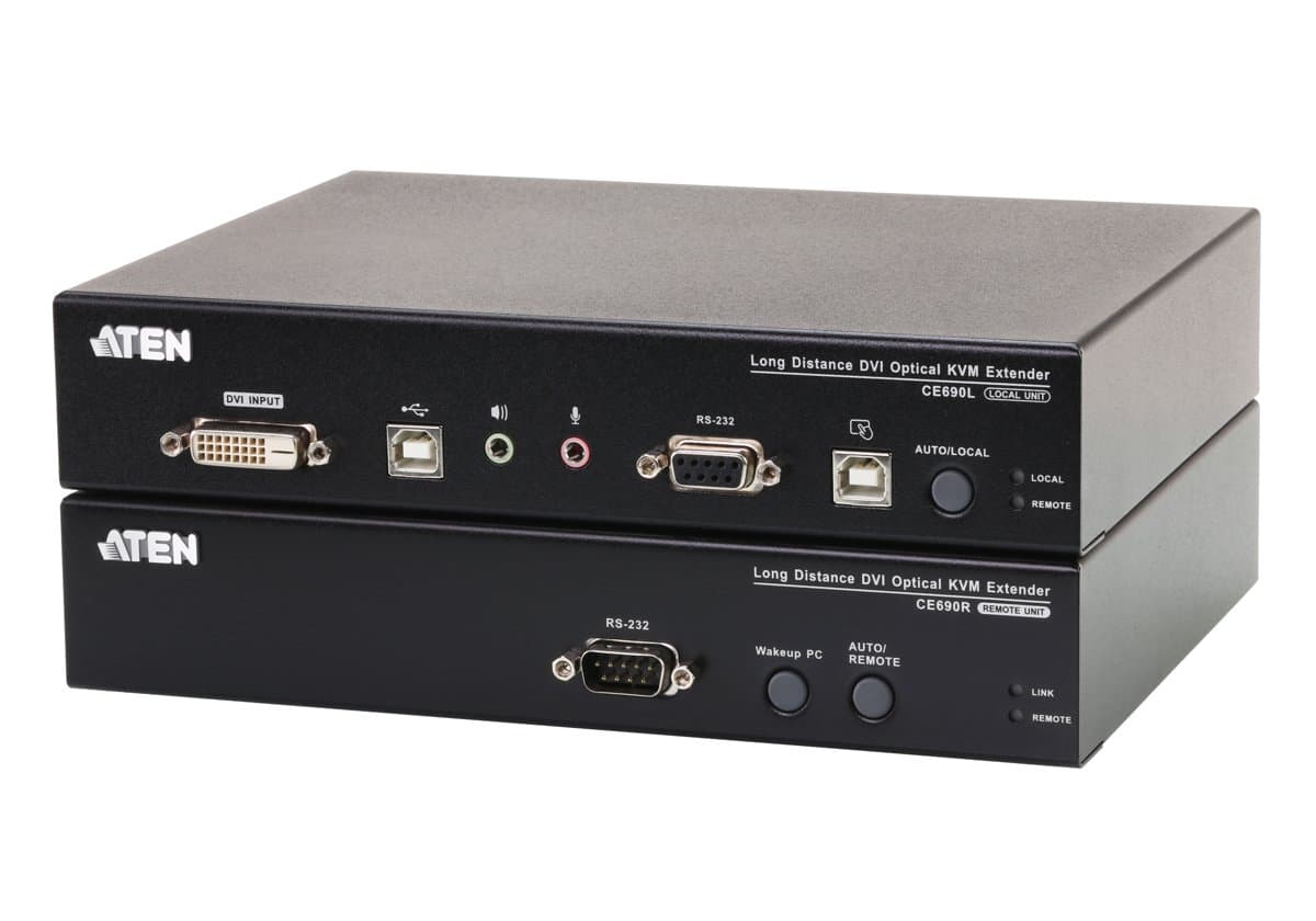 ATEN CE690 DVI Optical Console Extender, 1920×1200@60Hz, 20km Fiber, USB