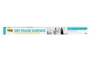 3M Post-it Dry Erase Surface, 4' × 3', White, Stain-Proof, Tool-Free Install