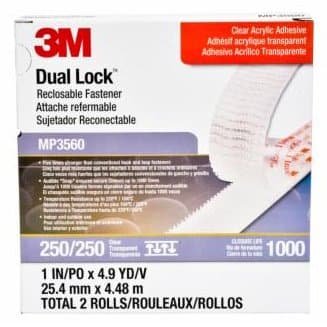 3M Dual Lock Reclosable Fastener MP3560, Clear Acrylic, 25.4mm Width, 5 Pieces