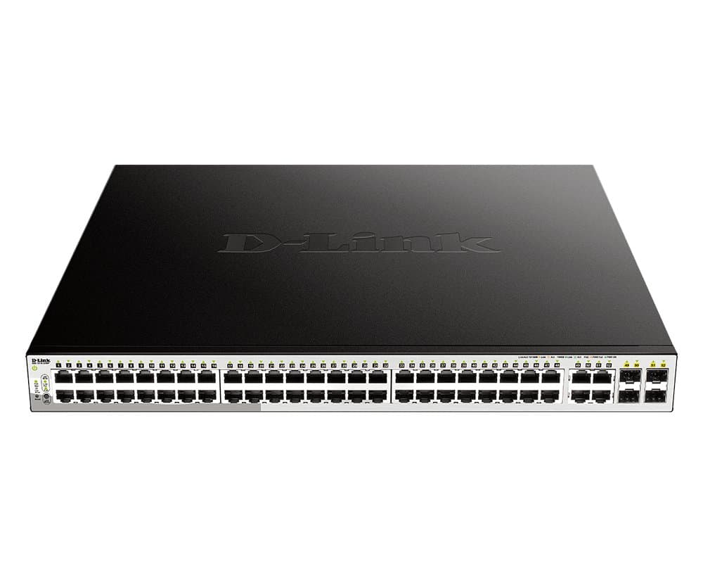 D-Link 52-Port PoE Gigabit Smart Managed Switch, L2, 104 Gbit/s, 1U Rack Mount