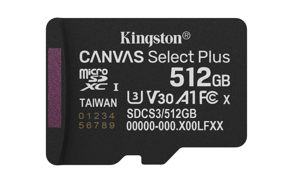 Kingston Canvas Select Plus Gen3, 512GB, MicroSDXC, Class 10, 150 MB/s