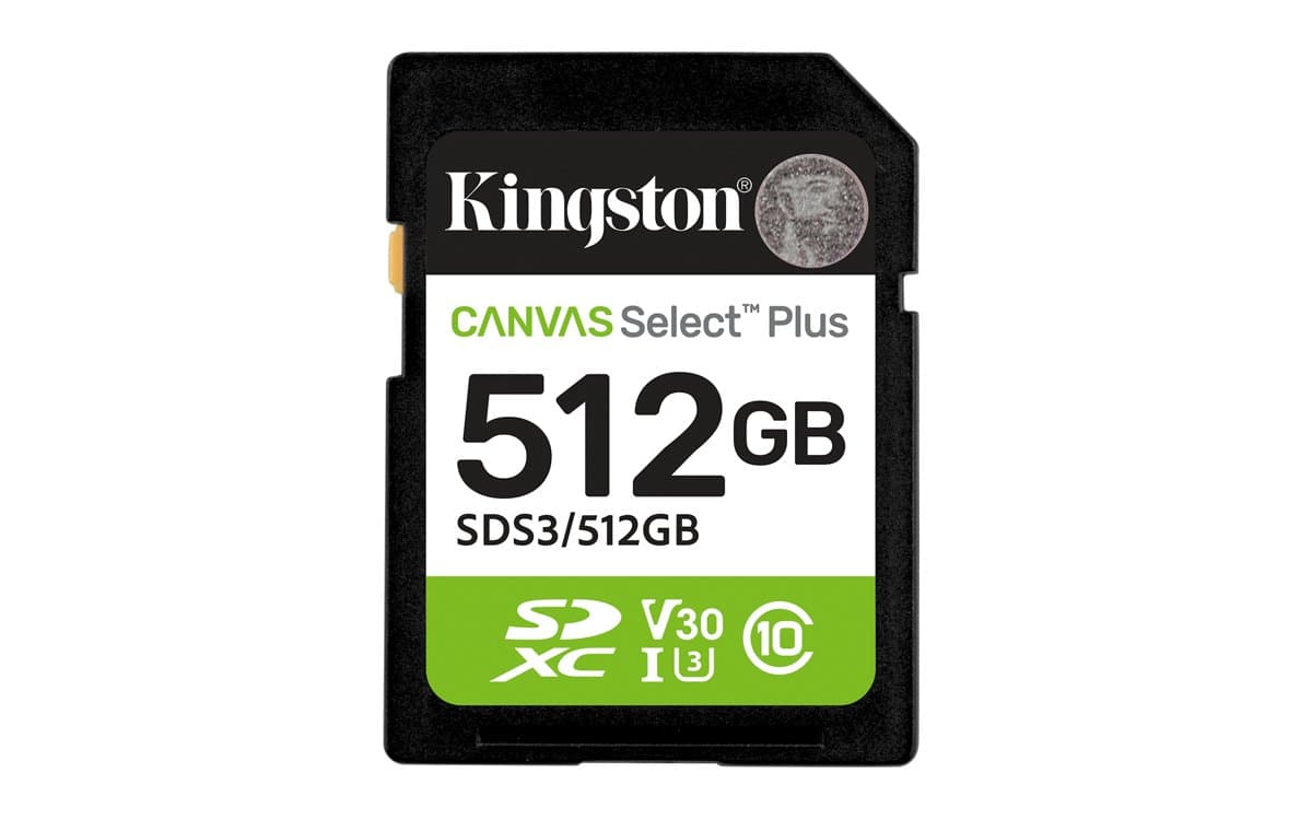 Kingston Canvas Select Plus Gen3, 512GB SDXC, UHS-I, V30, 150MB/s