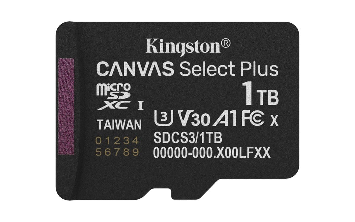 Kingston Canvas Select Plus Gen3 MicroSDXC, 1TB, 150MB/s, Class 10 UHS-I, A1 V30