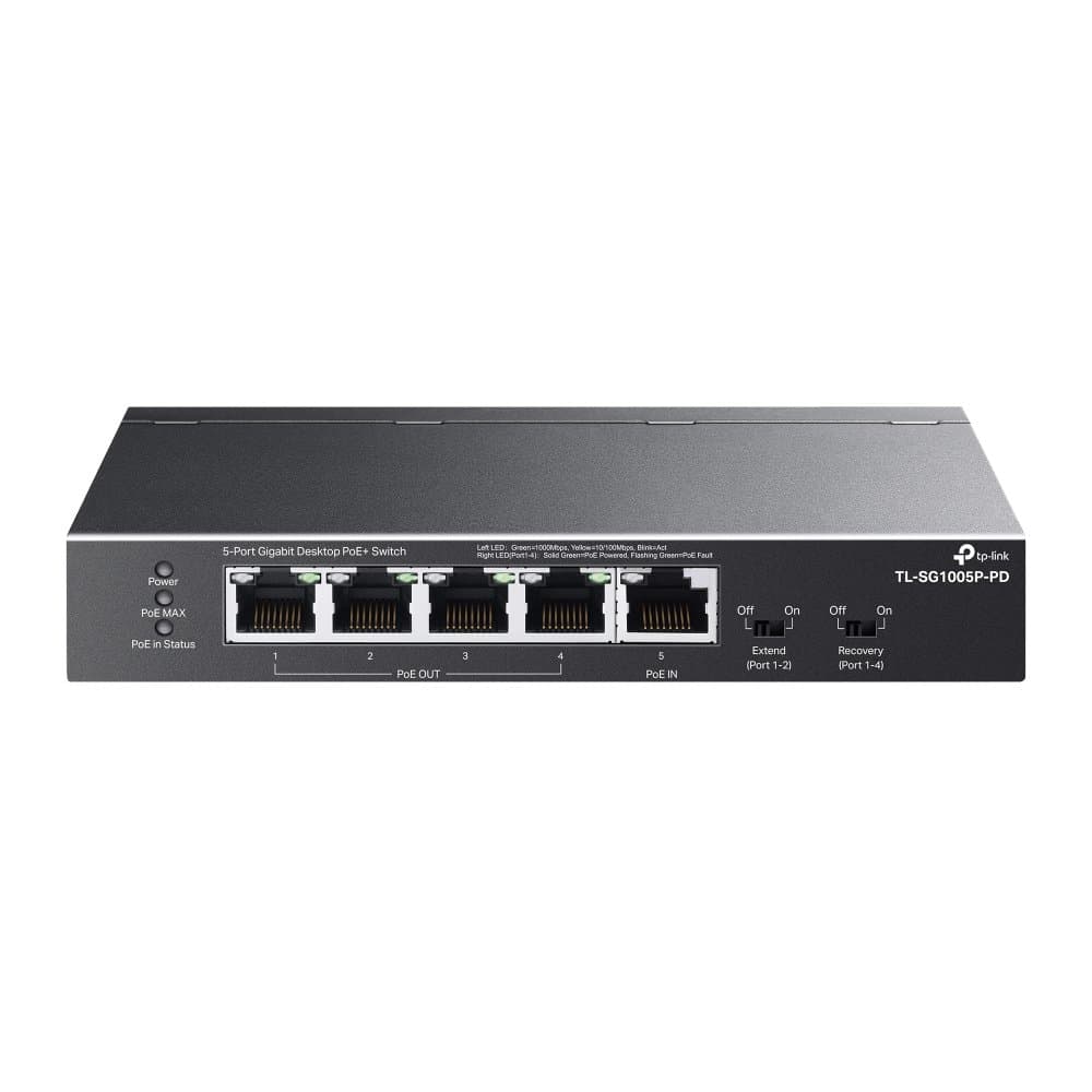 TP-Link TL-SG1005P-PD, 5-Port Gigabit PoE++, 10 Gbps, Wall Mountable