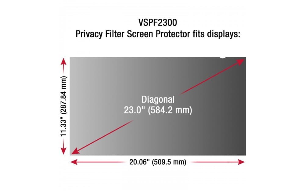 Viewsonic VSPF2300 Privacy Filter, 23 in, Anti-Glare, 60° Viewing