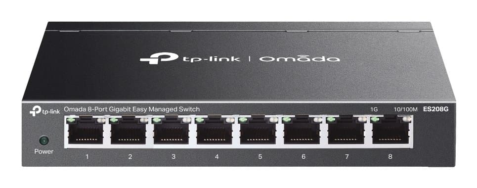 TP-Link Omada ES208G, 8-Port Gigabit L2 Managed, 16 Gbps, Wall Mount, 5V DC