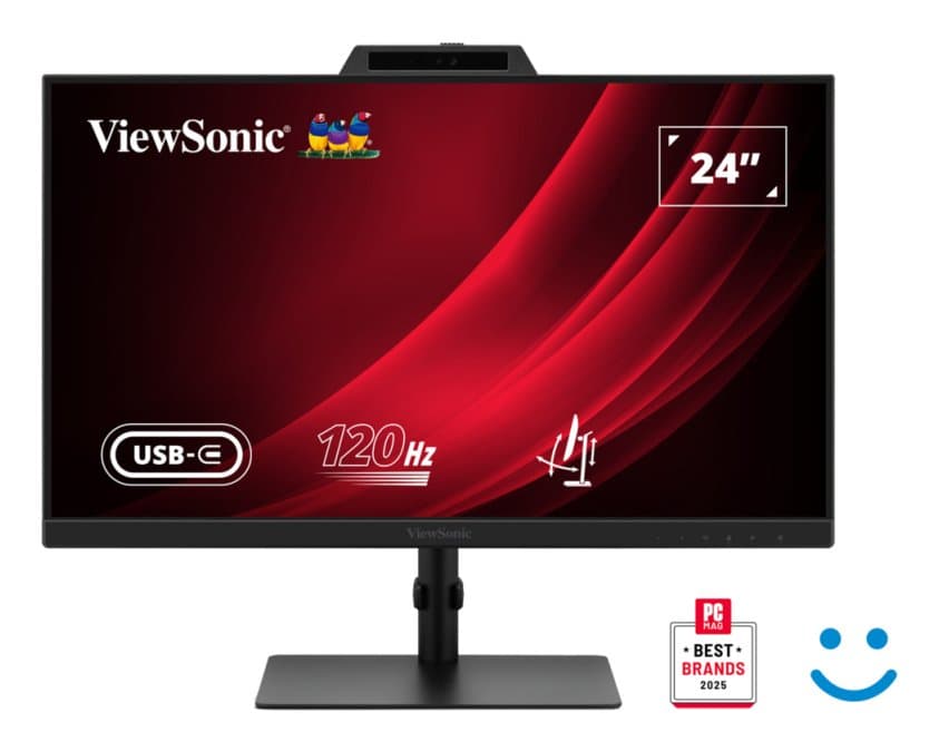 Viewsonic VG2441V, 24in Full HD USB-C Conferencing Monitor, 5MP Camera, Windows Hello
