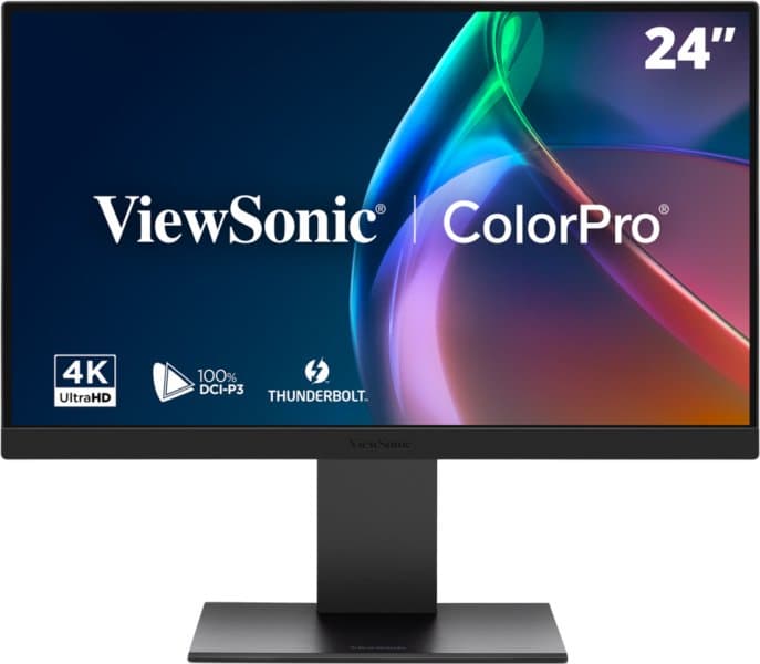 ViewSonic 24in Colorpro 4K MAC-Compatible With 100W Thunderbolt 4 USB C And D