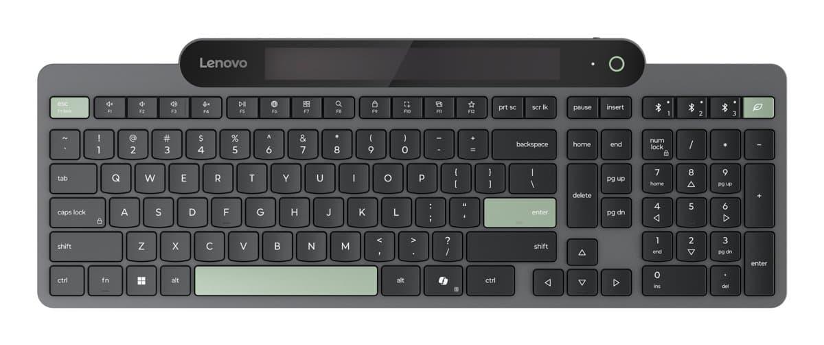 Lenovo Self-Charging Bluetooth Keyboard, Full-Size, 109 Keys, Plunger Switches
