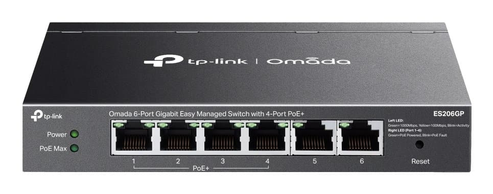 TP-Link Omada ES206GP, 6-Port Gigabit Managed, PoE+, 12 Gbps