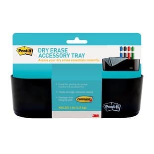 3M Deftray Dry Erase Accessory Tray, Black, 1 Tray, 4 Command Strips