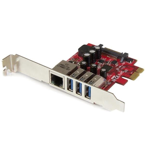StarTech 3-Port USB 3.0 PCIe Card, Gigabit Ethernet, 5 Gbps, RJ45