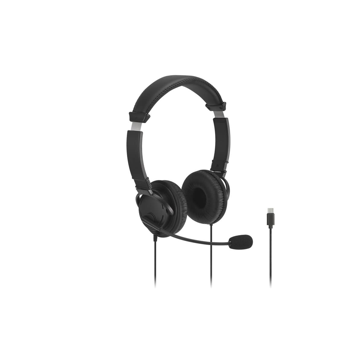 Kensington Classic EQ USB-C Headset, 40mm Drivers, Noise-Cancelling, Boom Mic, 2m Cord
