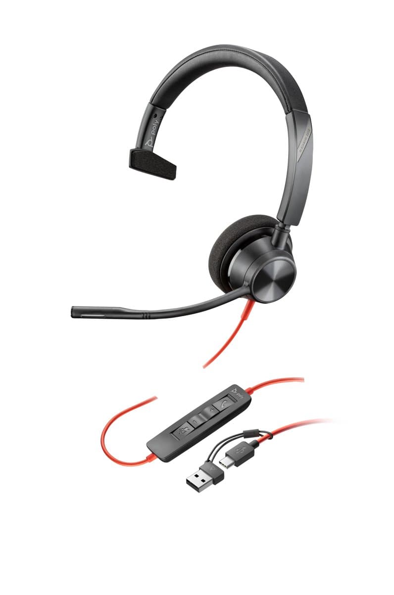 HP Poly Blackwire 3310 Monaural USB-C Headset, Wired, 103g, Black
