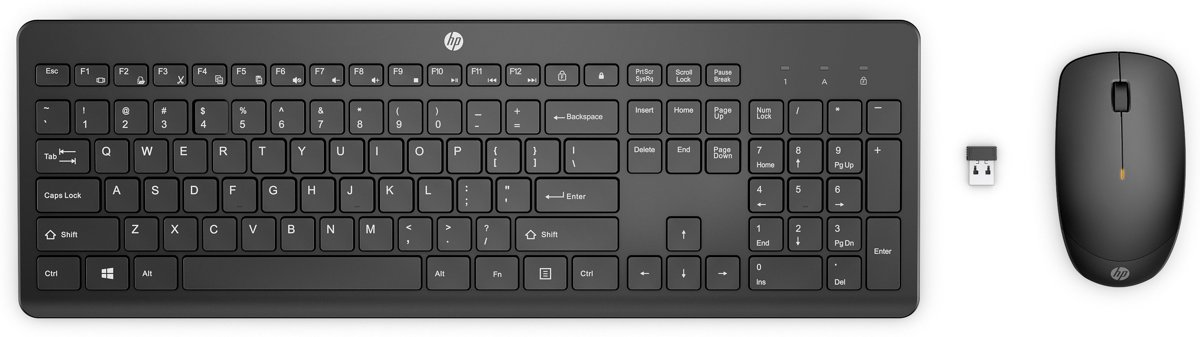 HP 235, Wireless Mouse and Keyboard Combo, RF Wireless, Full-size